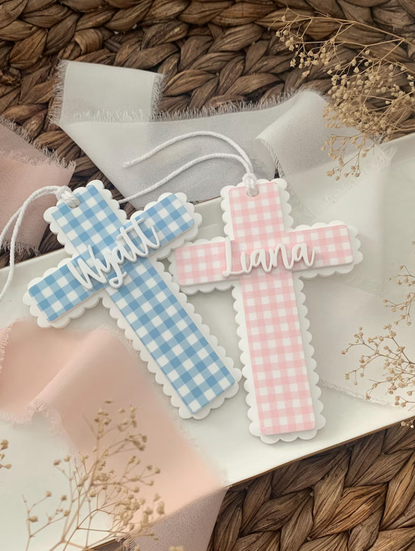 Scalloped Easter Basket Cross Tag