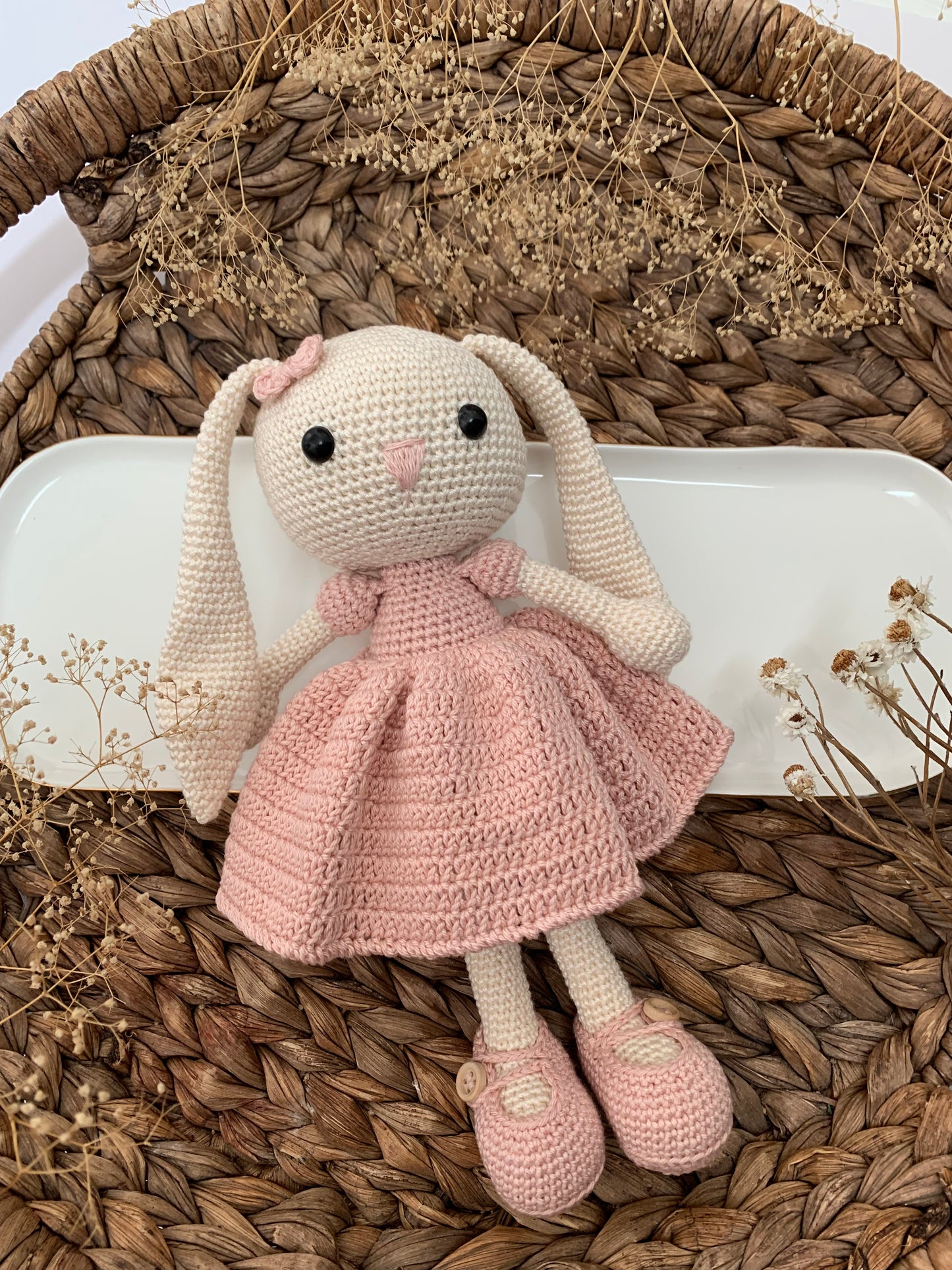 Crochet bunny doll / baby rattle