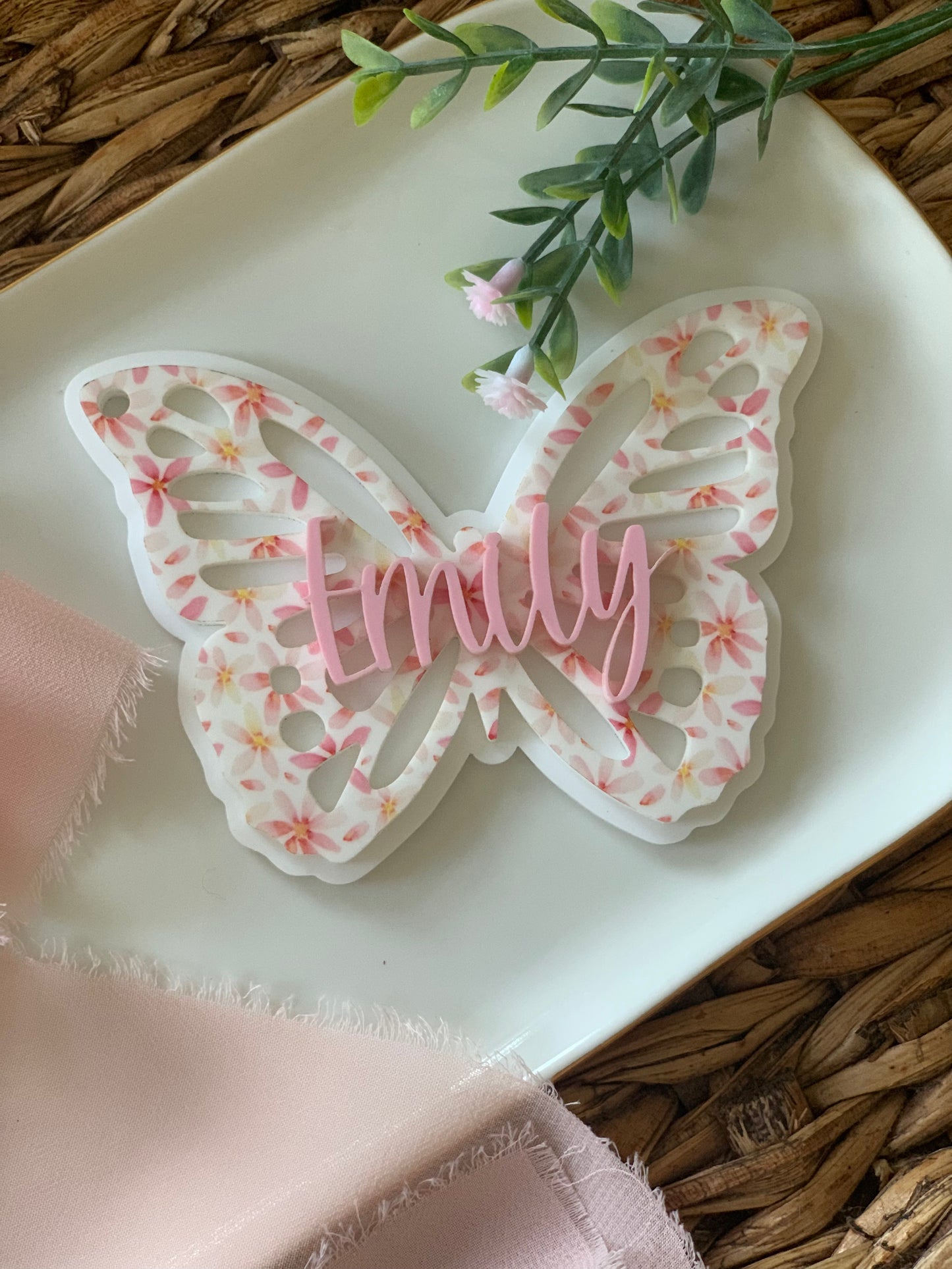 Butterfly name tags and backpack tags, keychains, Easter tags
