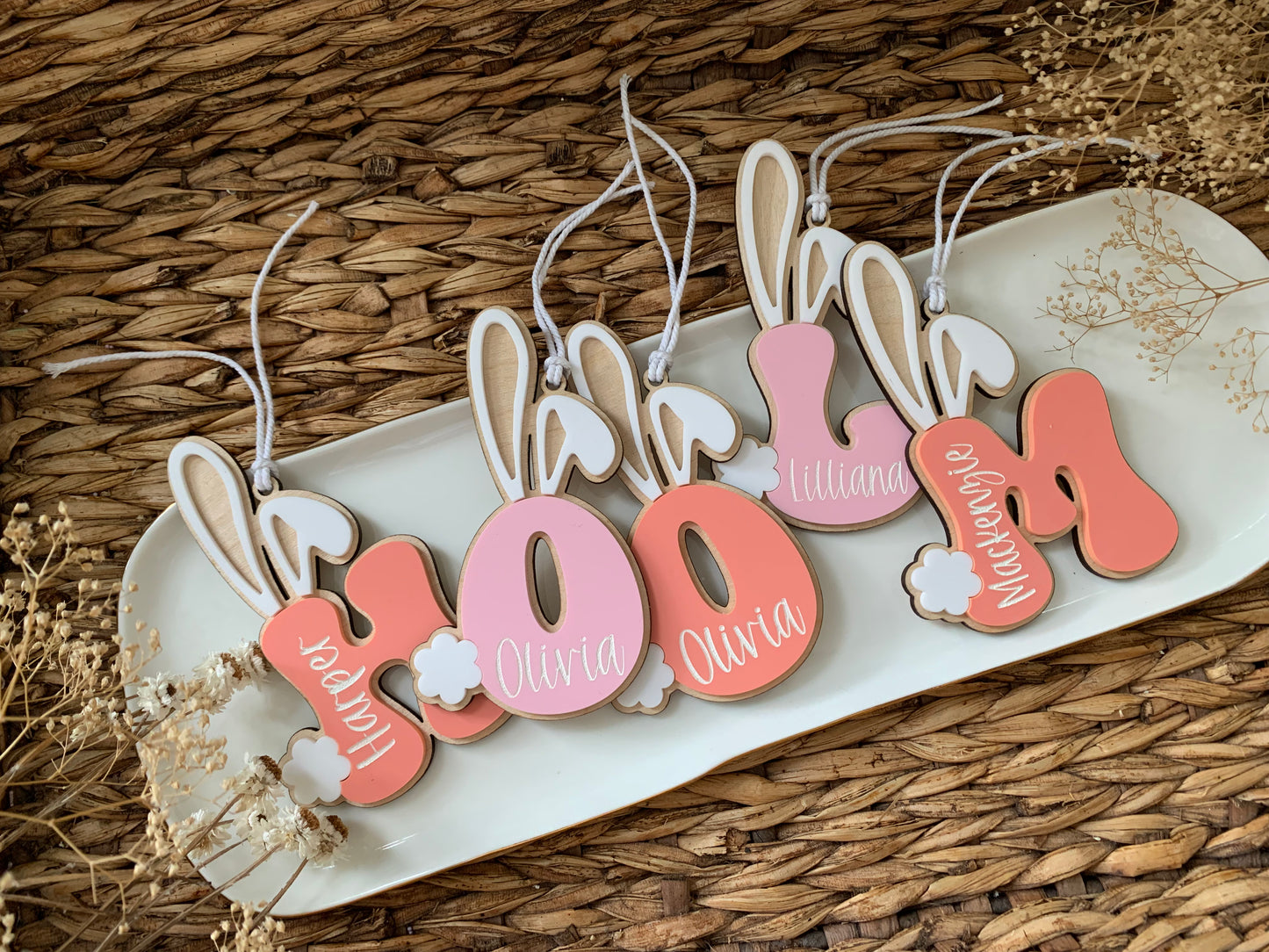 Initial with Bunny Ears Easter Tag