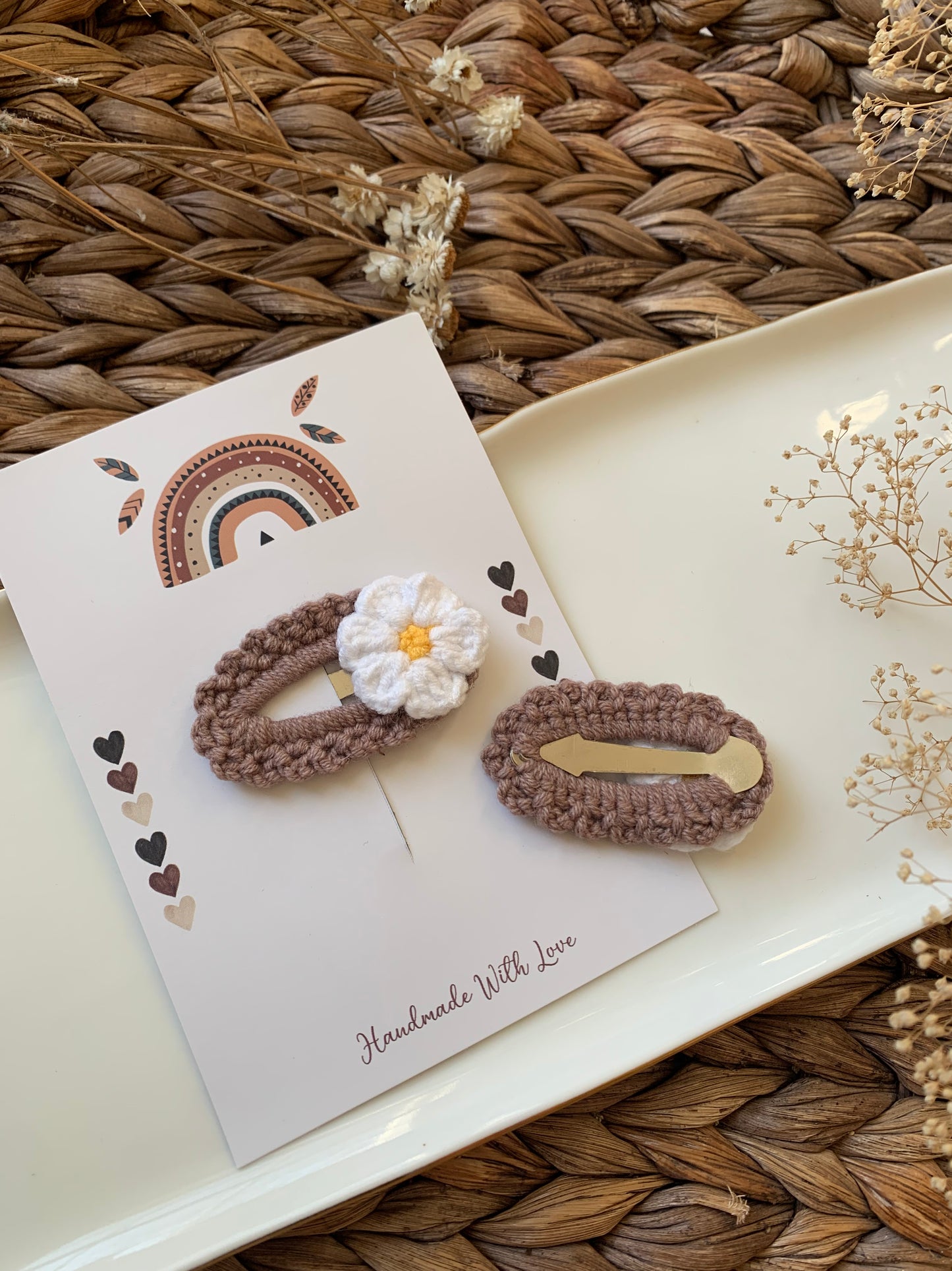 Daisy Crochet Hair Clips - Set of 2