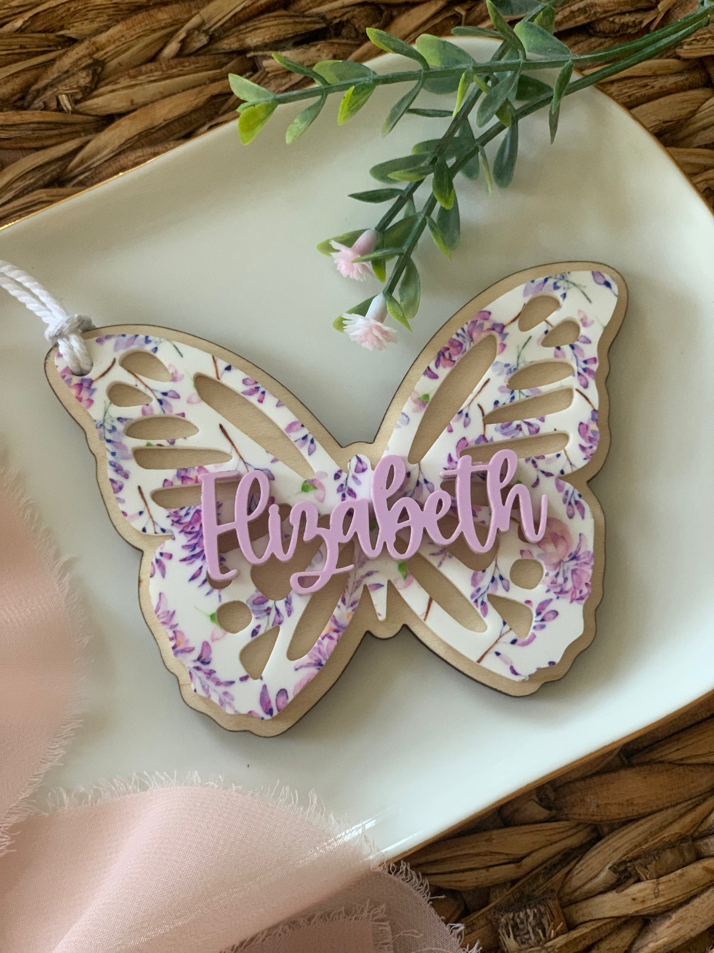 Butterfly name tags and backpack tags, keychains, Easter tags