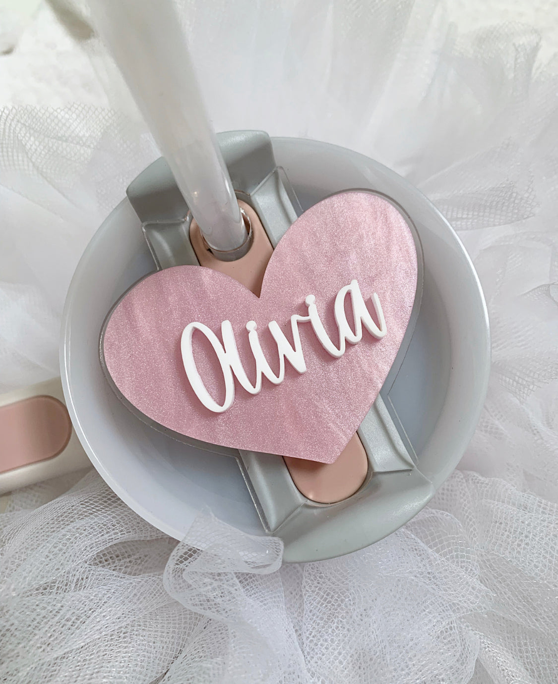 Double Layered Heart Stanley Cup toppers/name plates