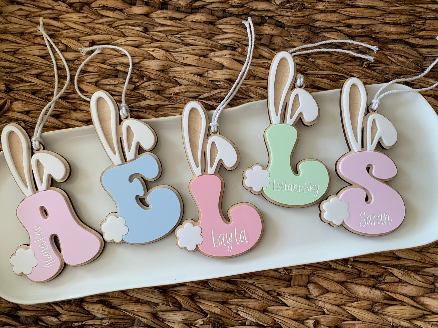 Initial with Bunny Ears Easter Tag