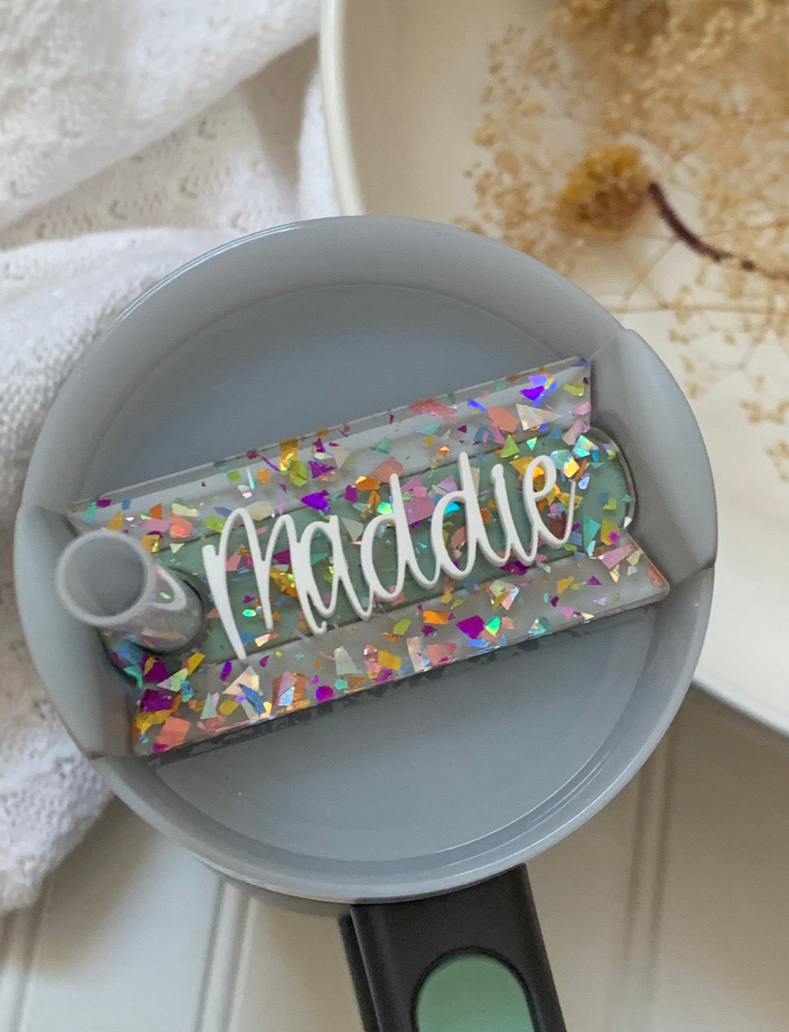 Double Layered Heart Stanley Cup toppers/name plates