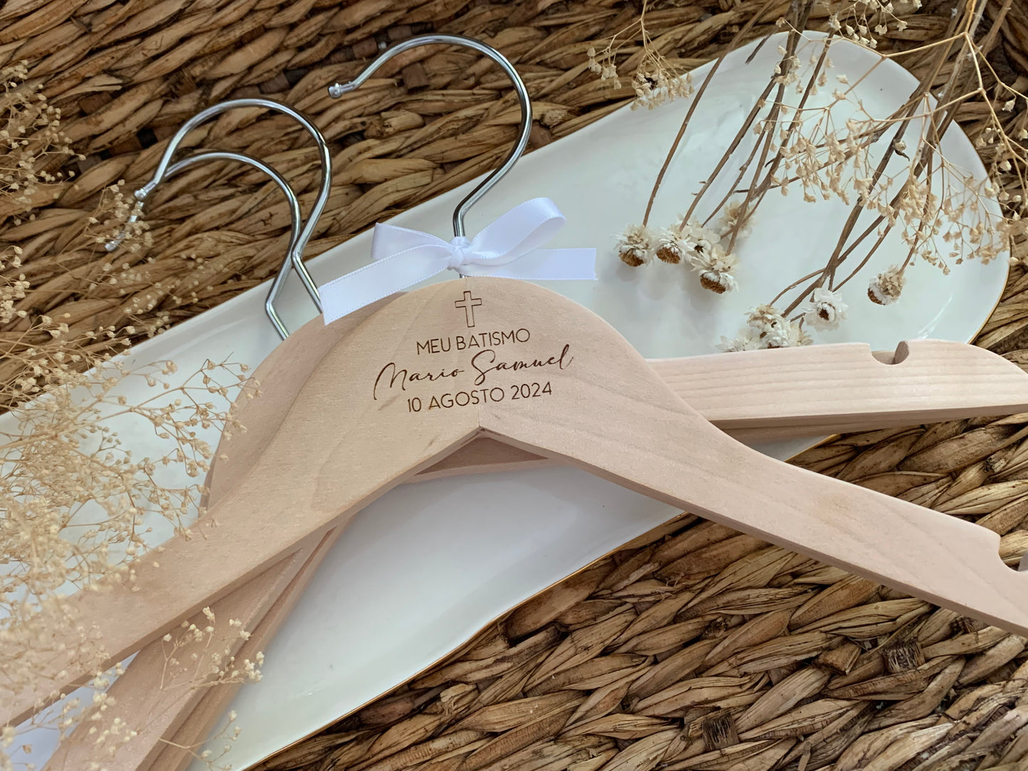 Personalized wood baby hanger