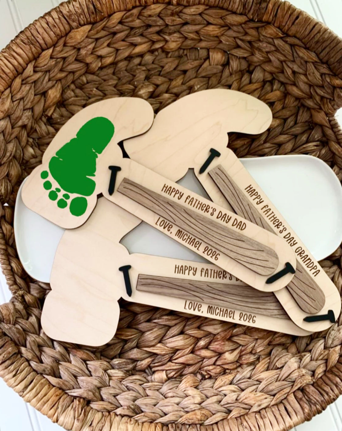 Father’s Day hammer footprint keepsake, diy paint craft