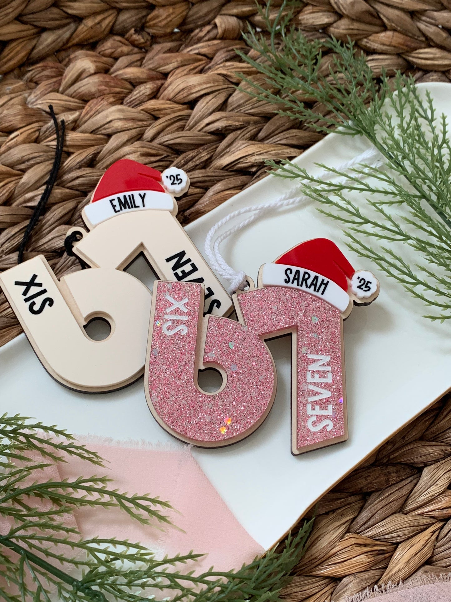 Six seven Christmas tree ornament, personalized 6 7 ornament