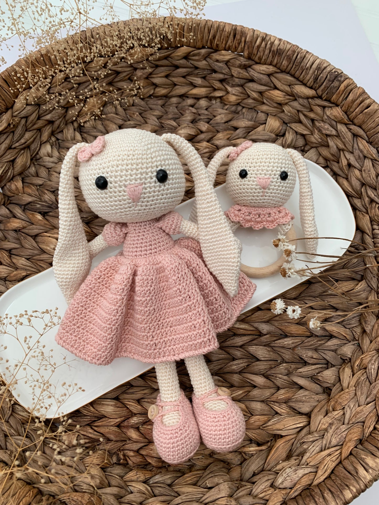 Crochet bunny doll / baby rattle