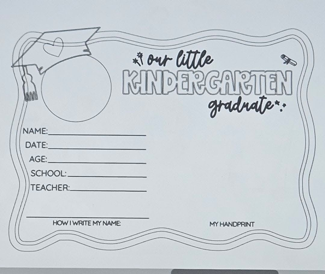 Kindergarten, Preschool graduation handprint photo keepsake