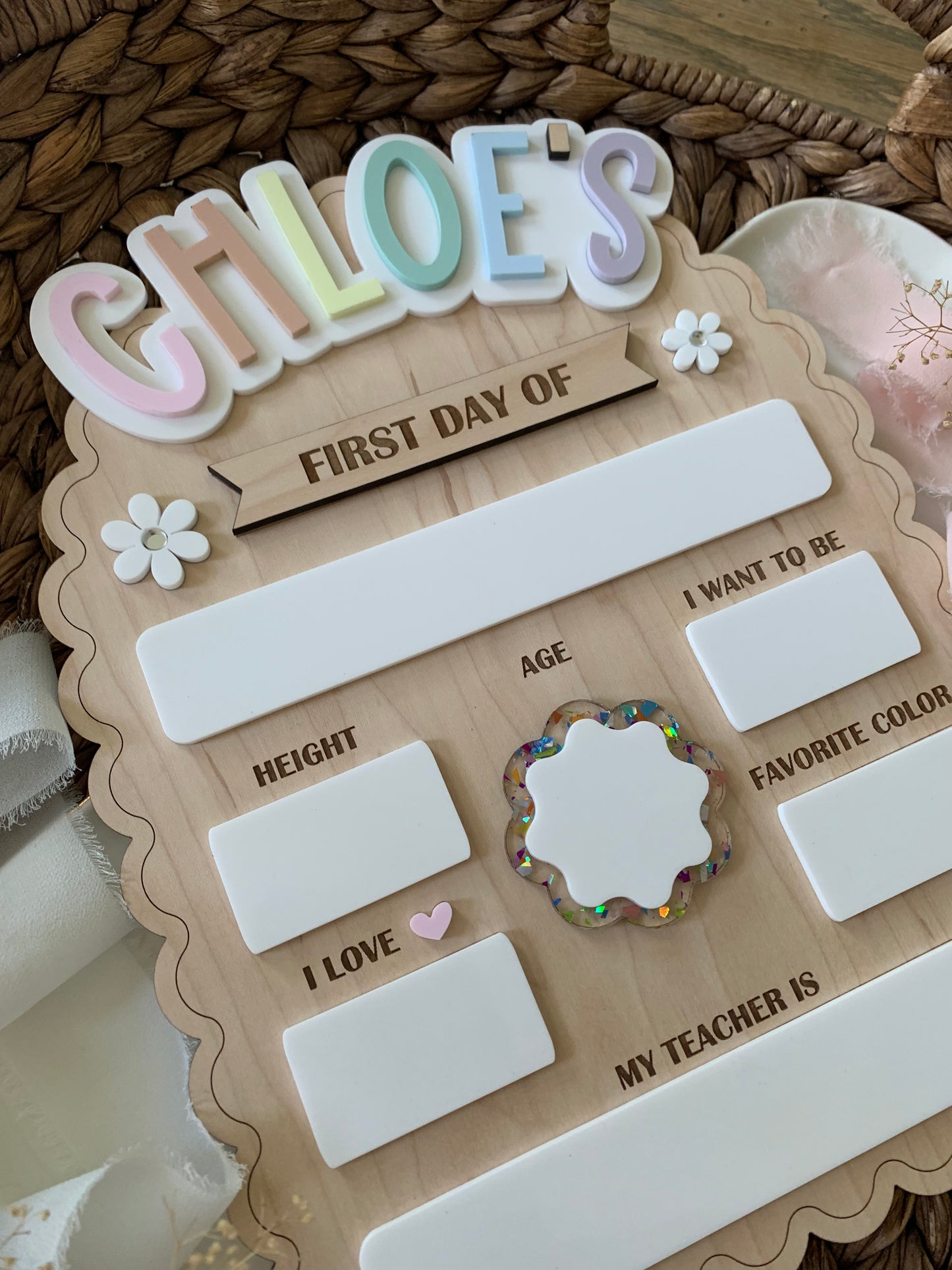 Rainbow letter First Day of School Sign