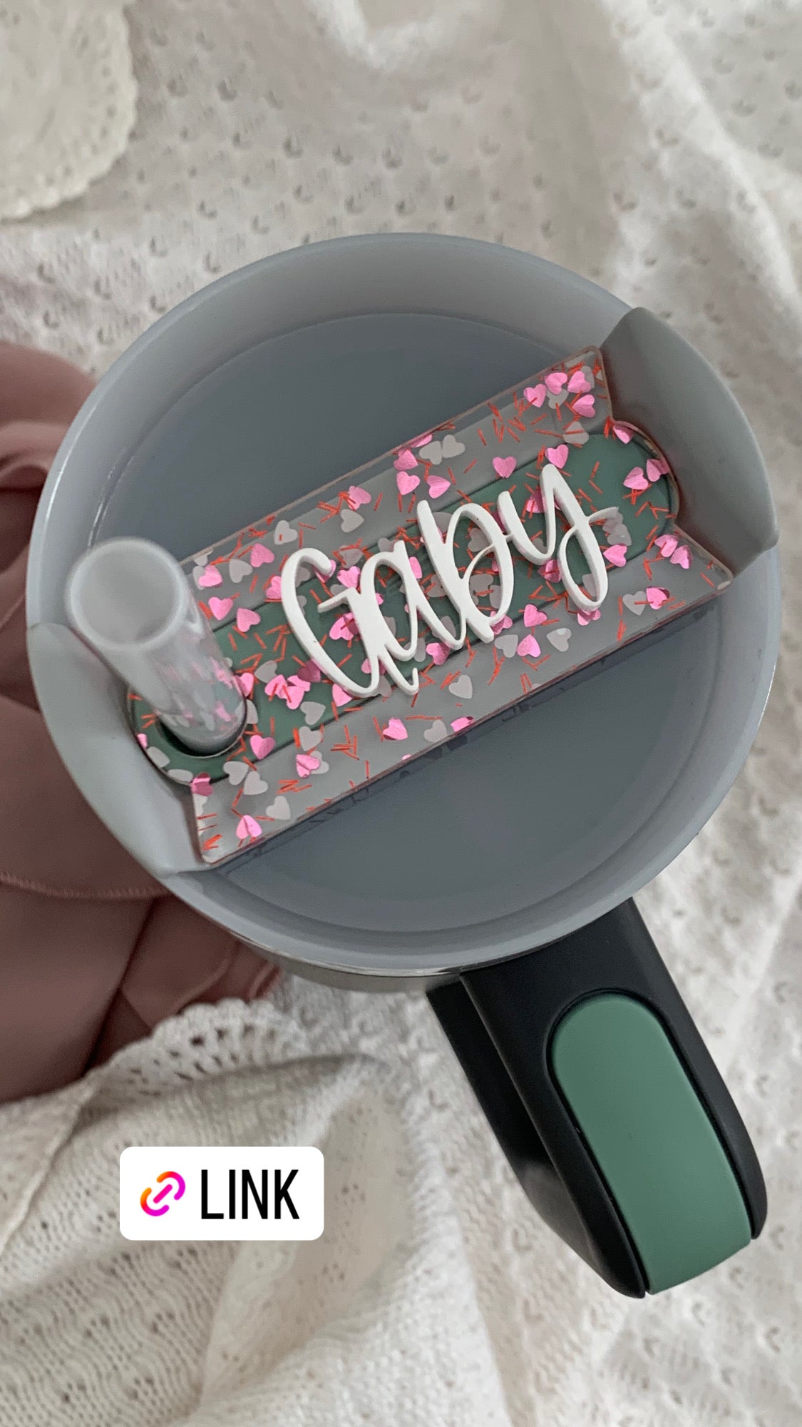 Double Layered Heart Stanley Cup toppers/name plates