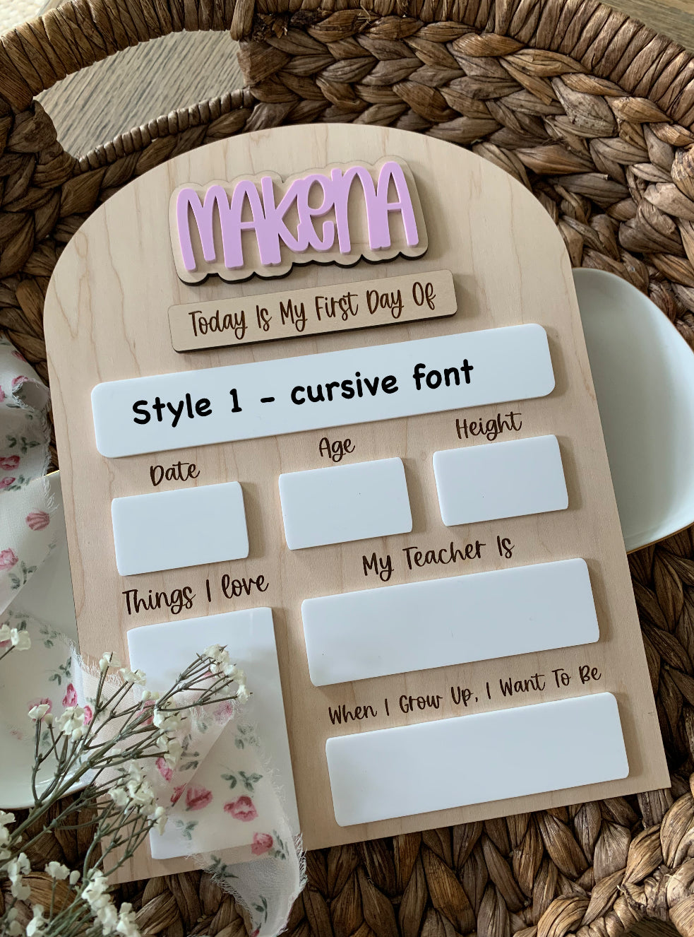 Personalized First Day of School Sign