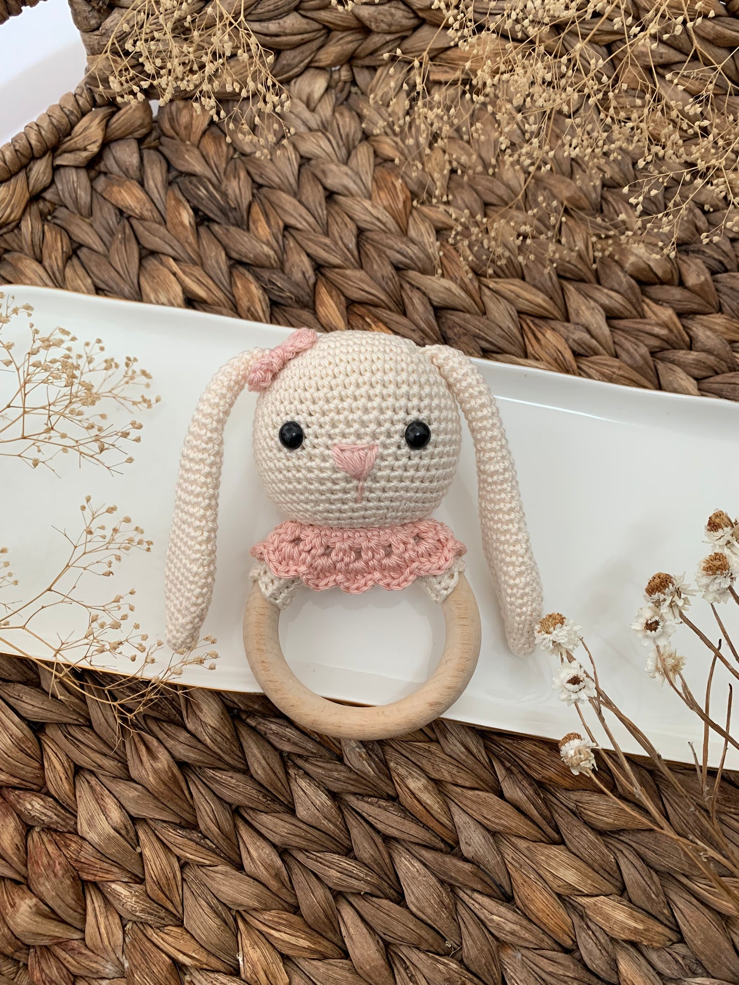 Crochet bunny doll / baby rattle