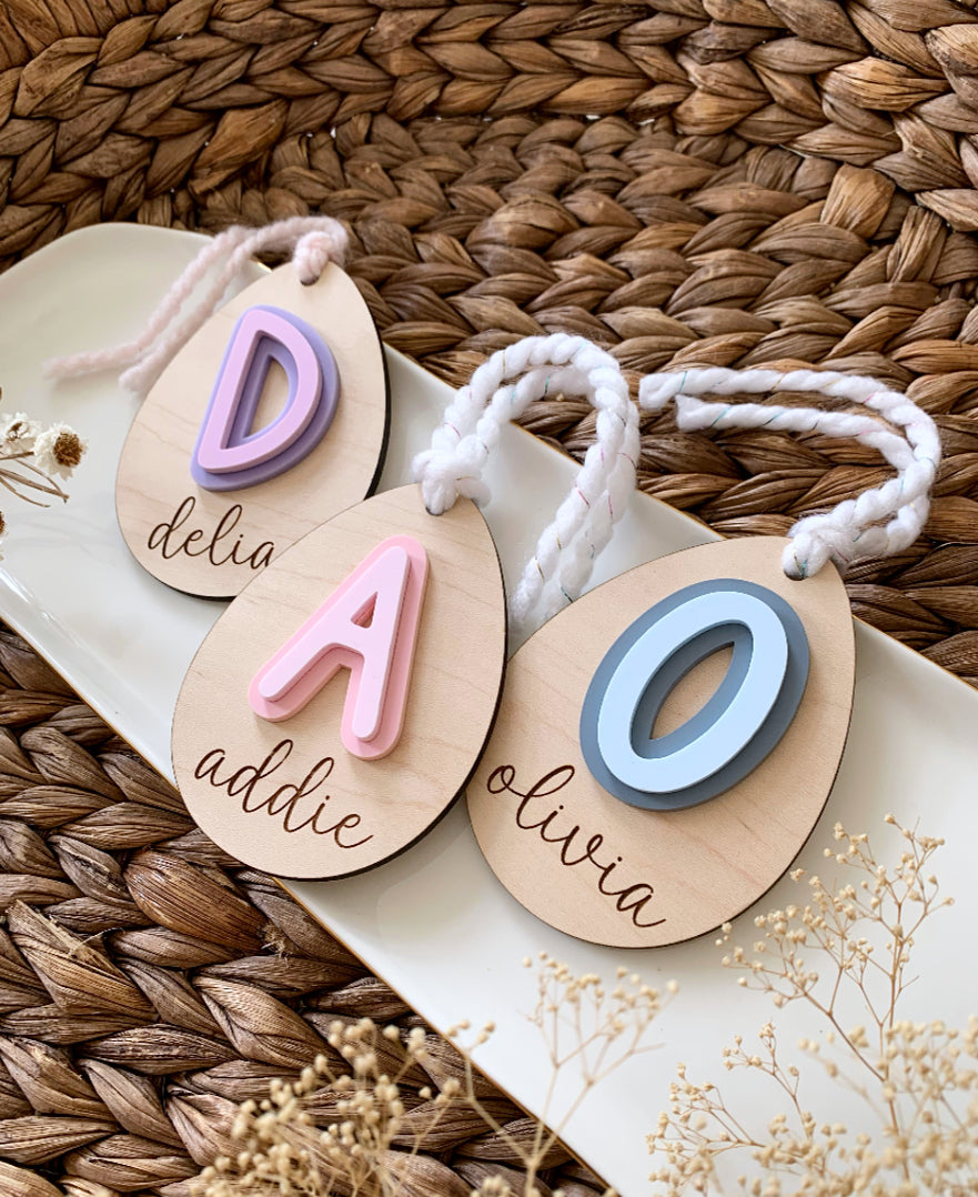 Initial Easter Egg Basket Tags