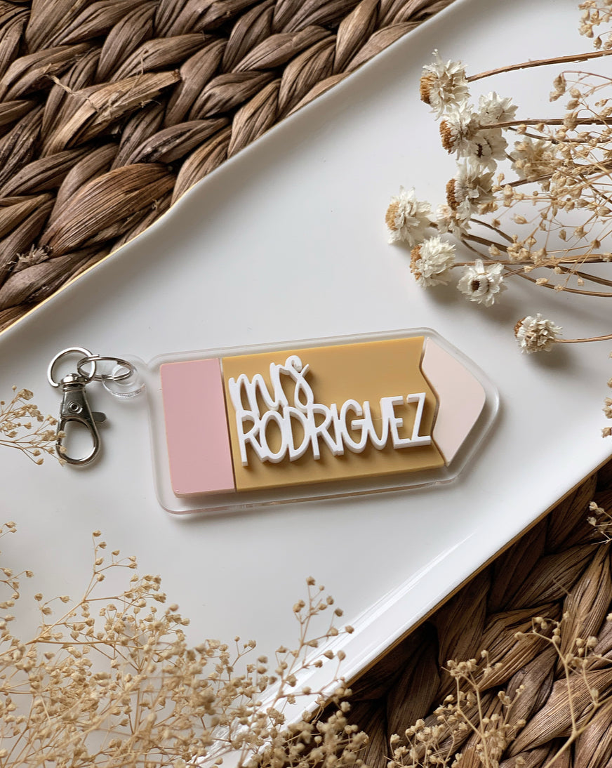 Pencil Keychain Teacher T Personalized Mase Designs 