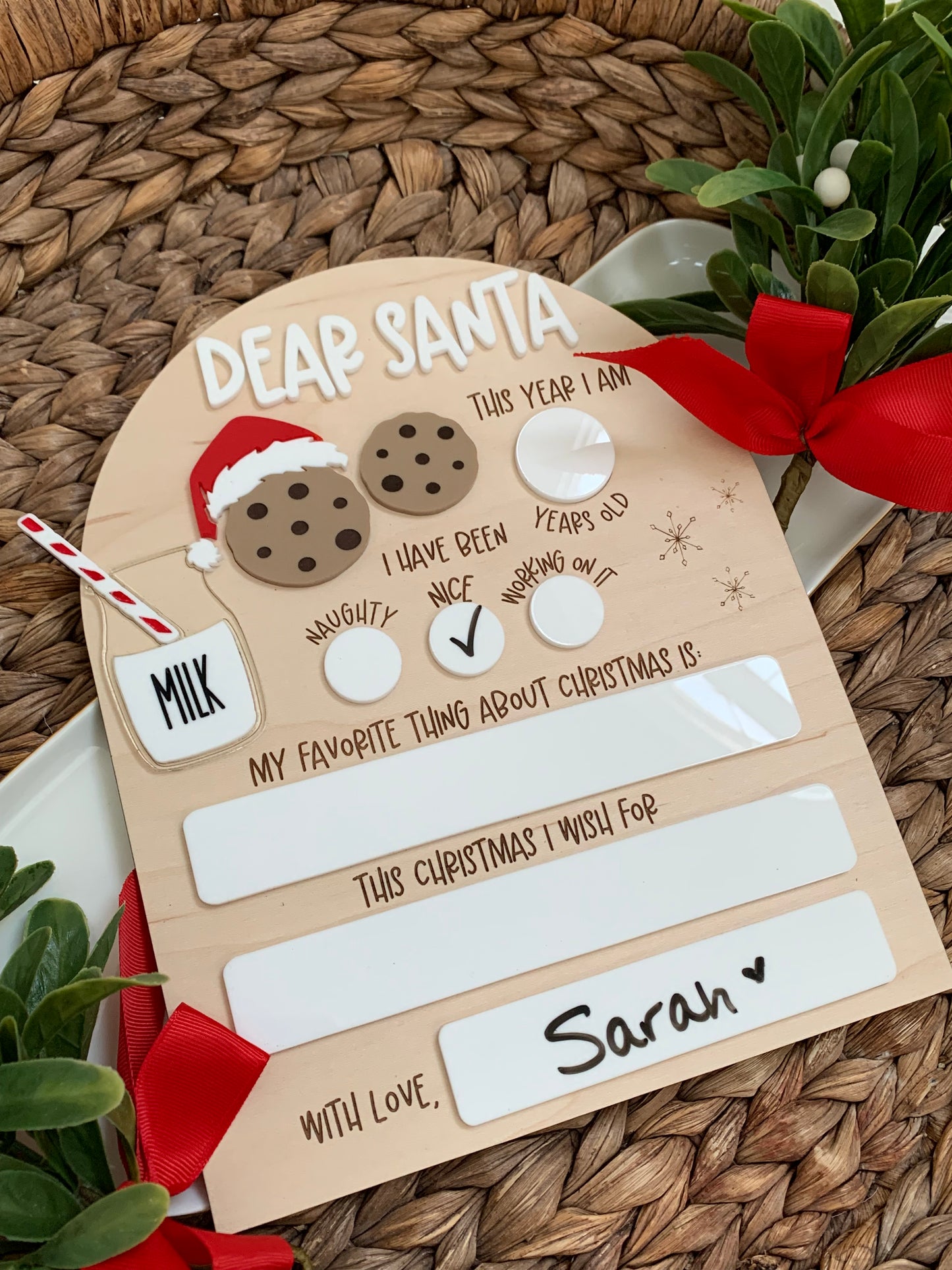 Dear Santa letter sign, dry erase board