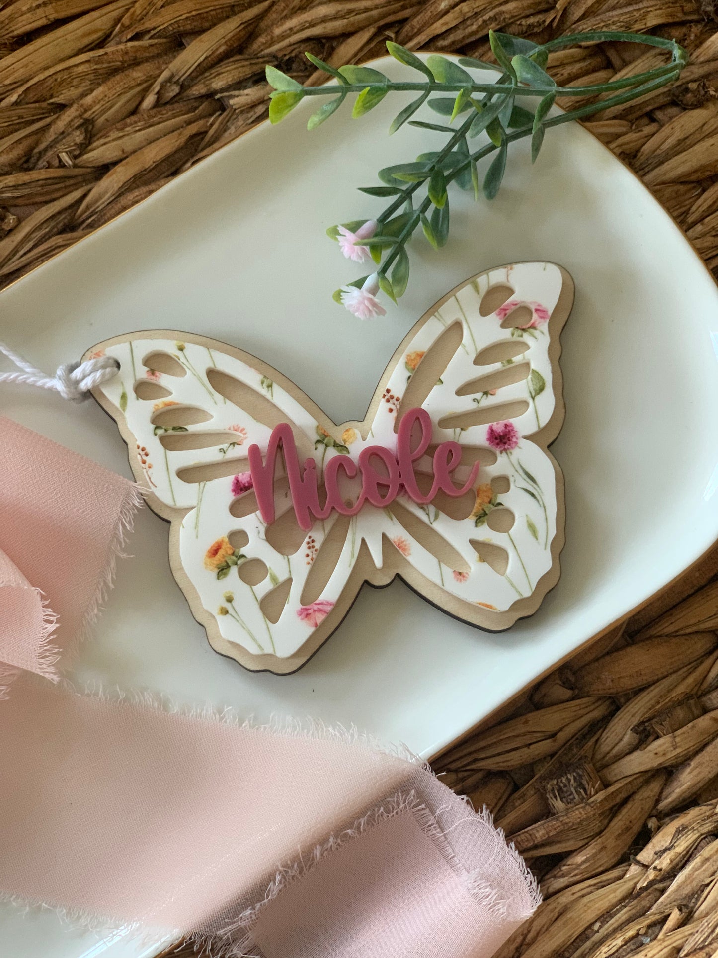 Butterfly name tags and backpack tags, keychains, Easter tags