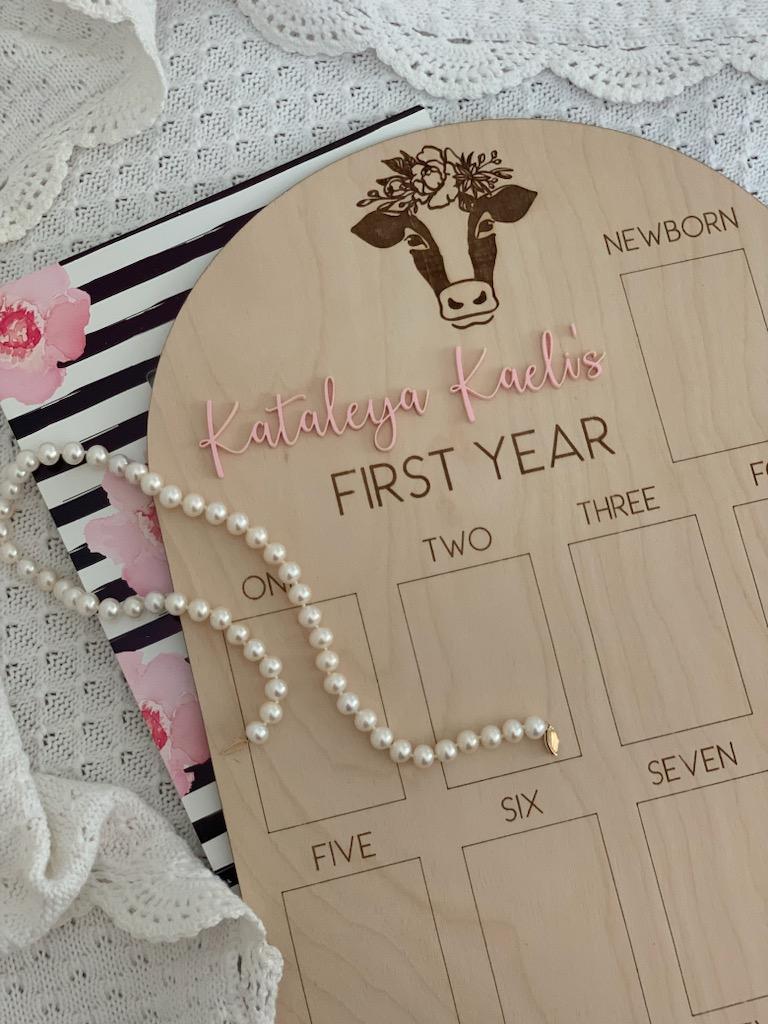 First Year Photo Board - Cow theme