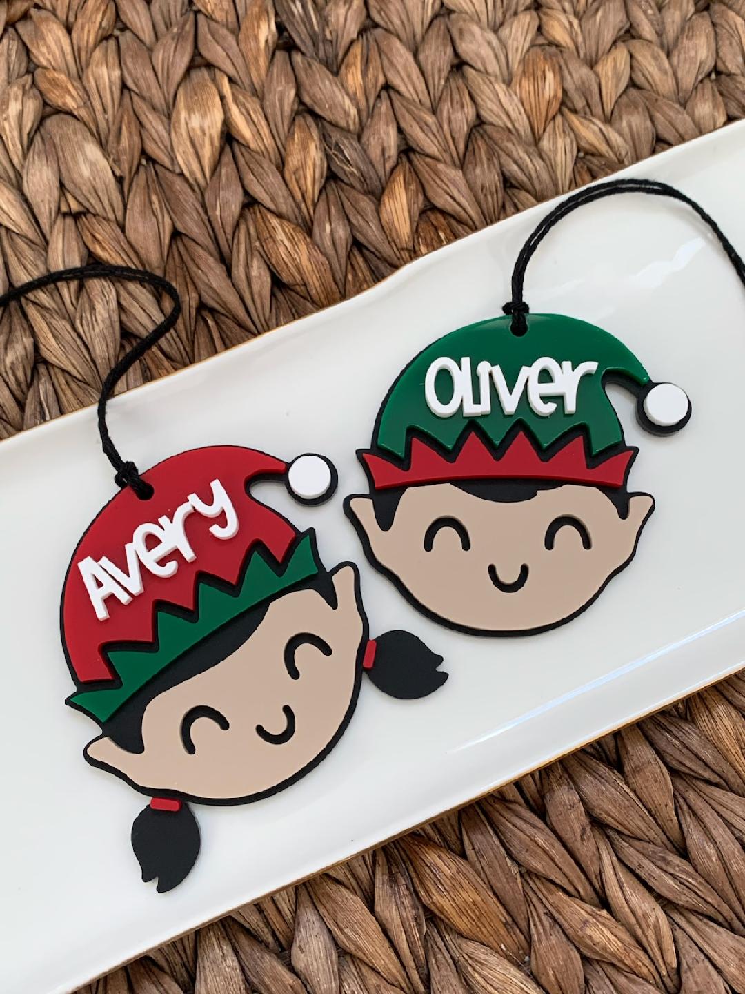 Personalized Elf ornaments, elf gift ideas