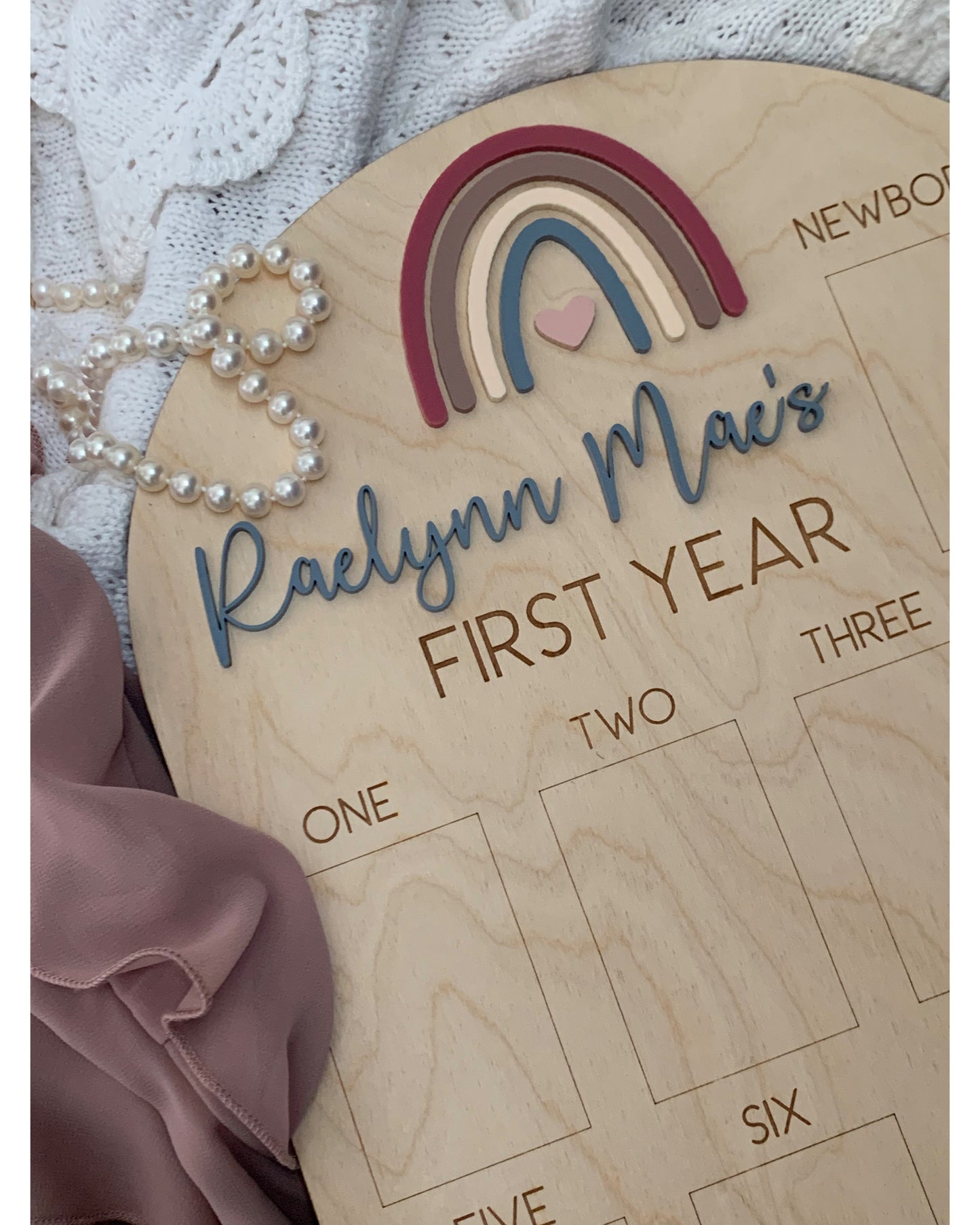 First year photo board - Boho rainbow