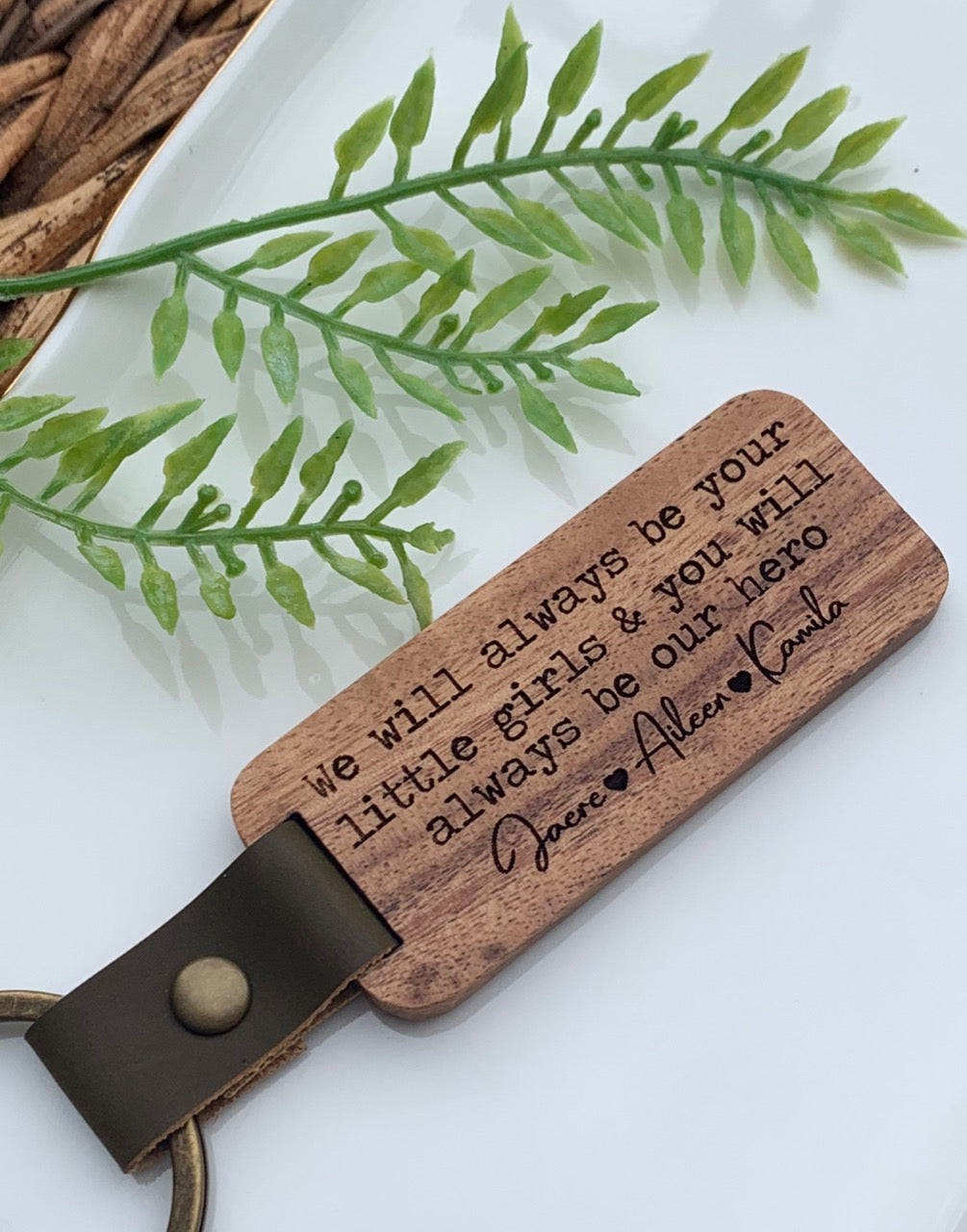 Personalized Wood Engraved Keychain