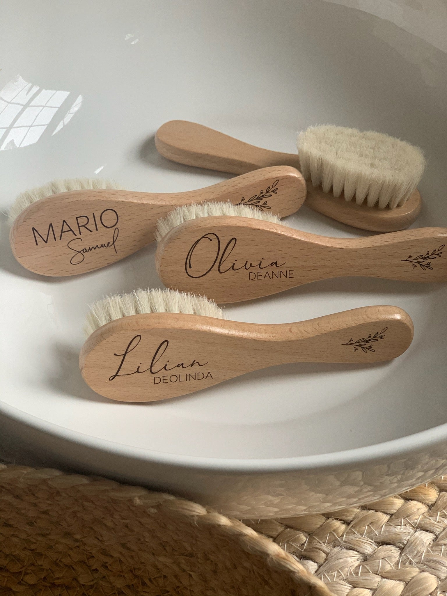 Personalized Wooden Baby Brush Custom Name Baby Wool Comb