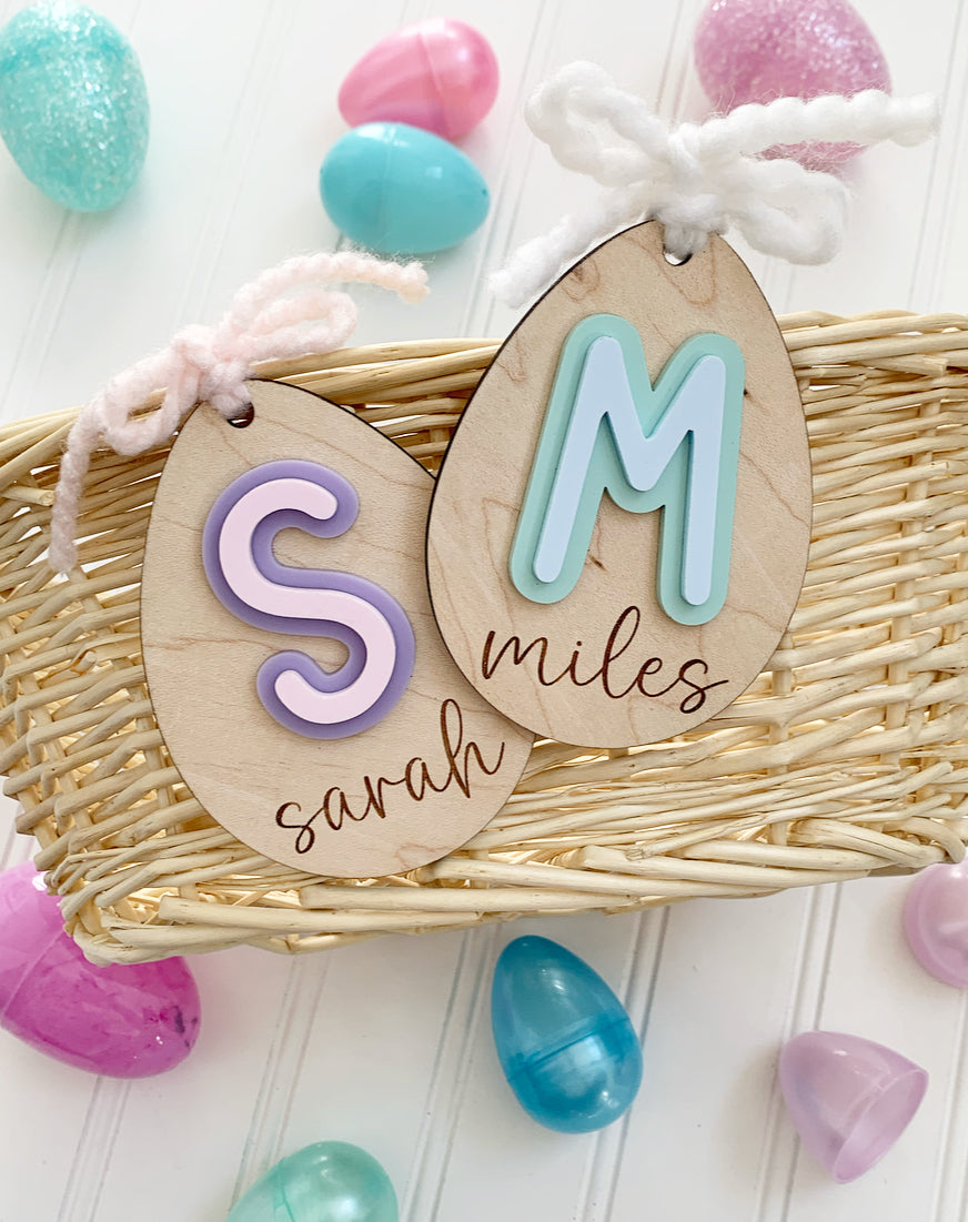 Initial Easter Egg Basket Tags