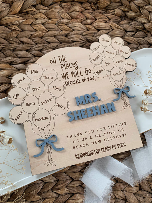 Teacher appreciation balloon keepsake