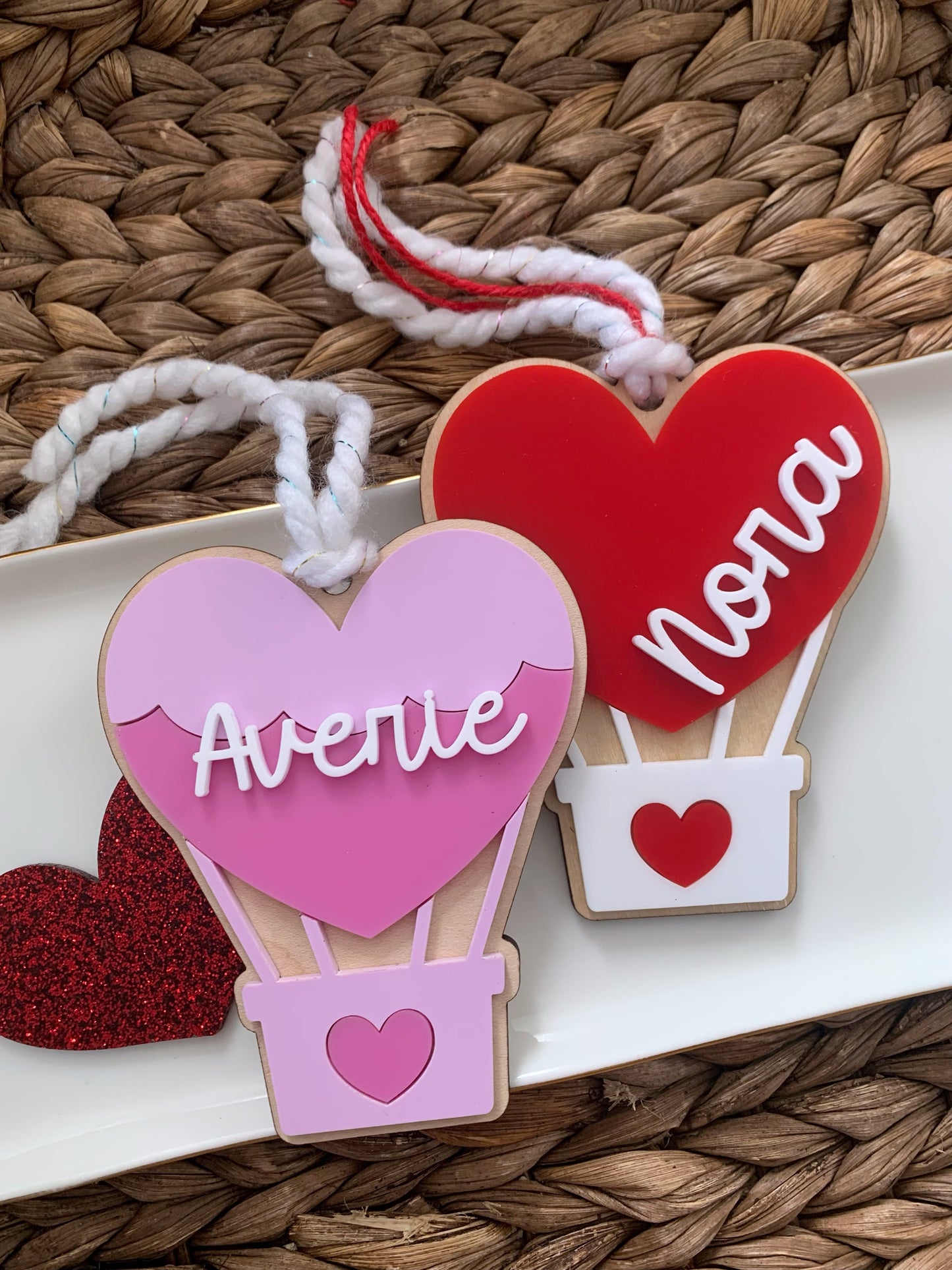 Hot Air Balloon Valentine’s Day Basket tags, personalized Valentine’s Day tags