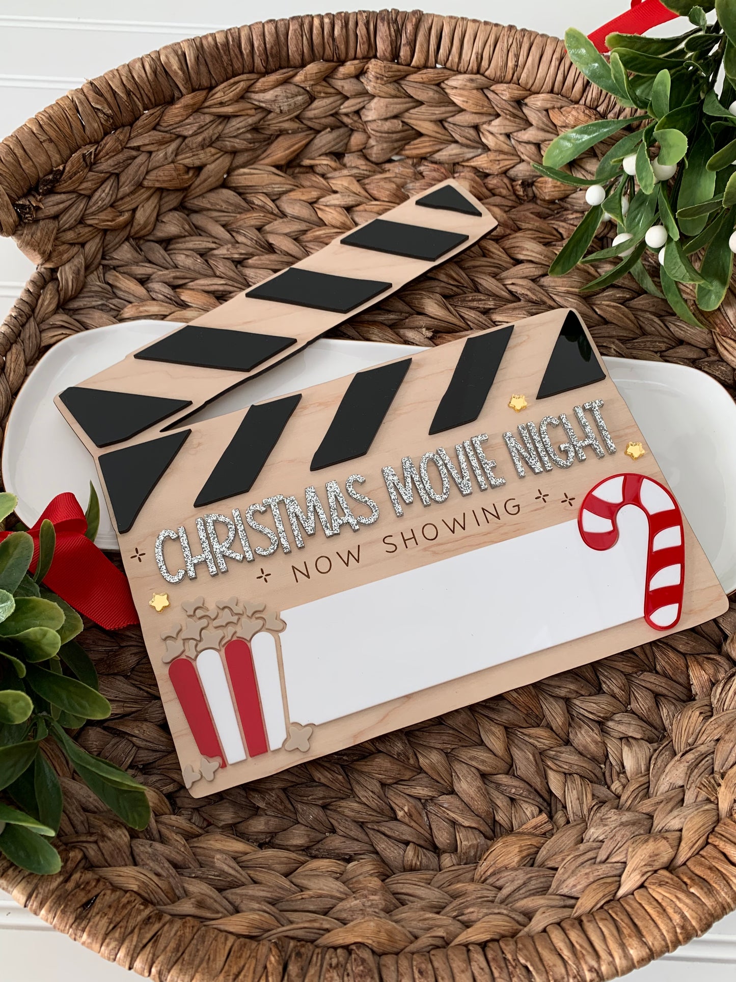 Christmas movie night dry erase board, Christmas tradition sign
