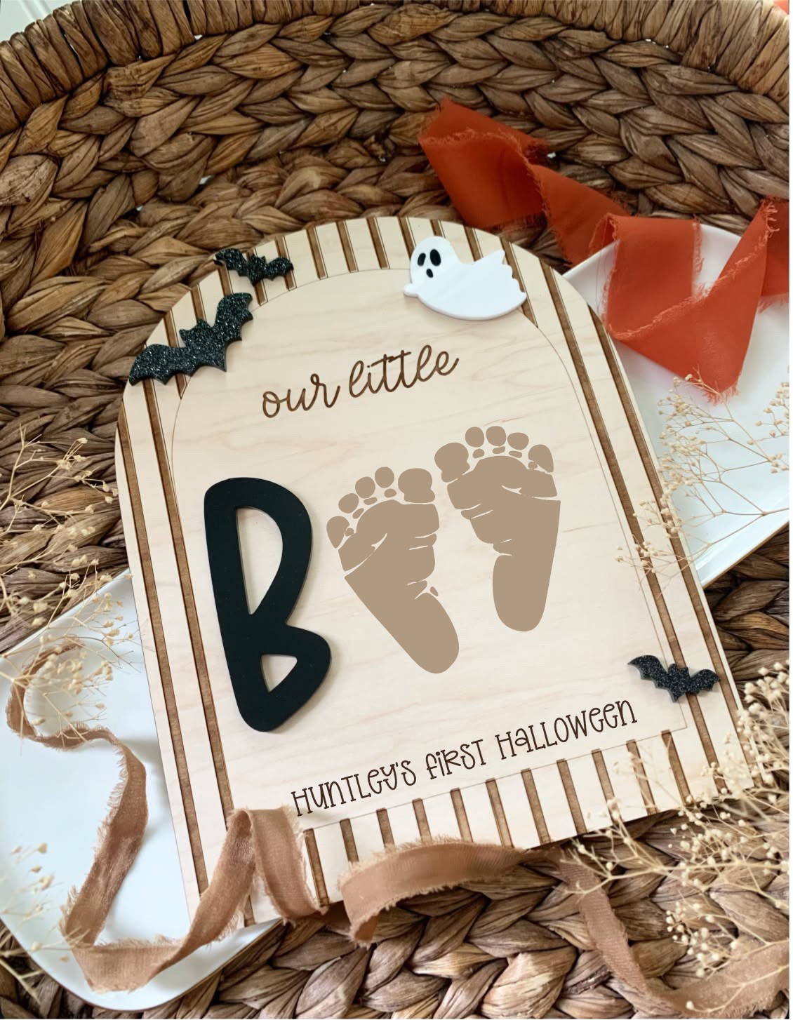 Baby boy First Halloween DIY footprint keepsake