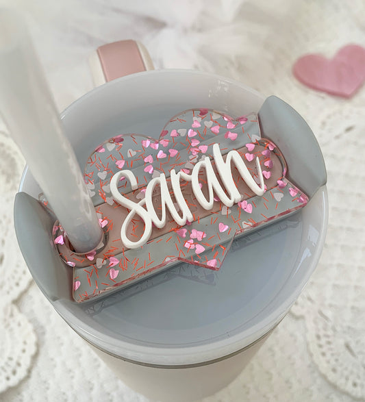 Heart Shaped Stanley Cup toppers/name plates