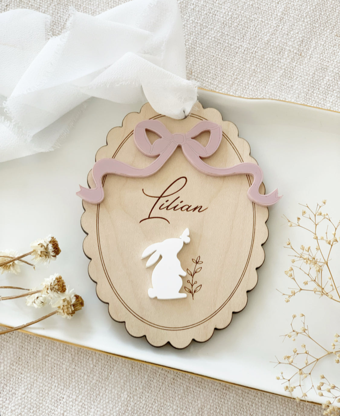 Scalloped Easter Bunny Basket tag