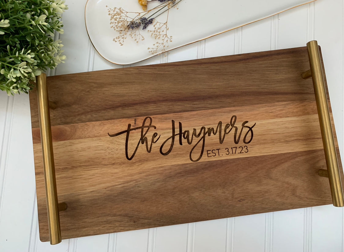 Acacia Wood Serving Tray - Personalized