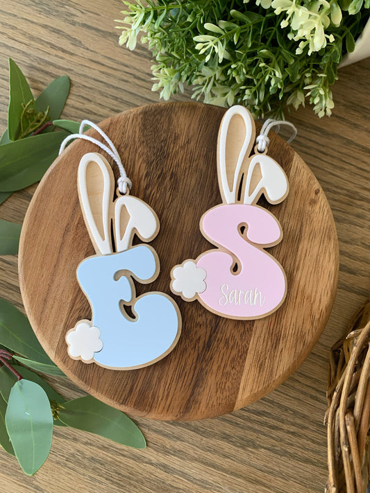Initial with Bunny Ears Easter Tag
