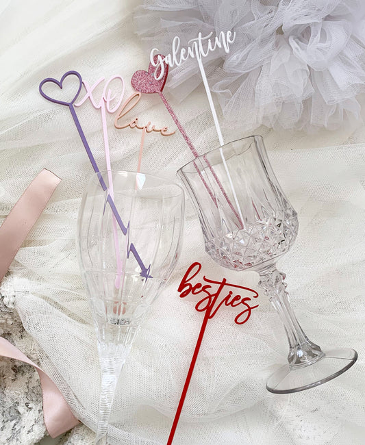 Valentine’s Day drink stirrers, Galentine’s Day cocktail stirrers set of 6