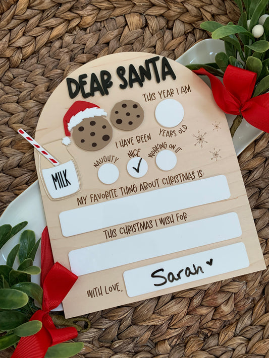 Dear Santa letter sign, dry erase board