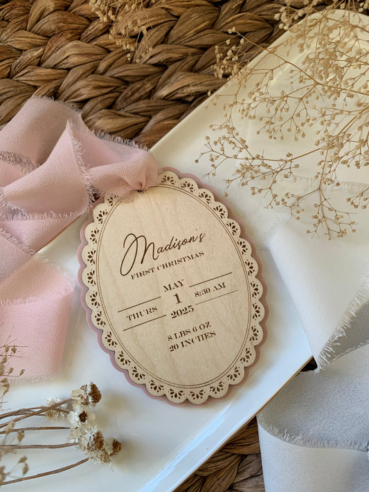 Baby’s first Christmas stat ornament