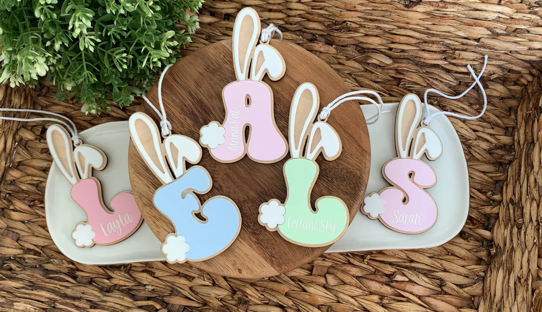 Initial with Bunny Ears Easter Tag