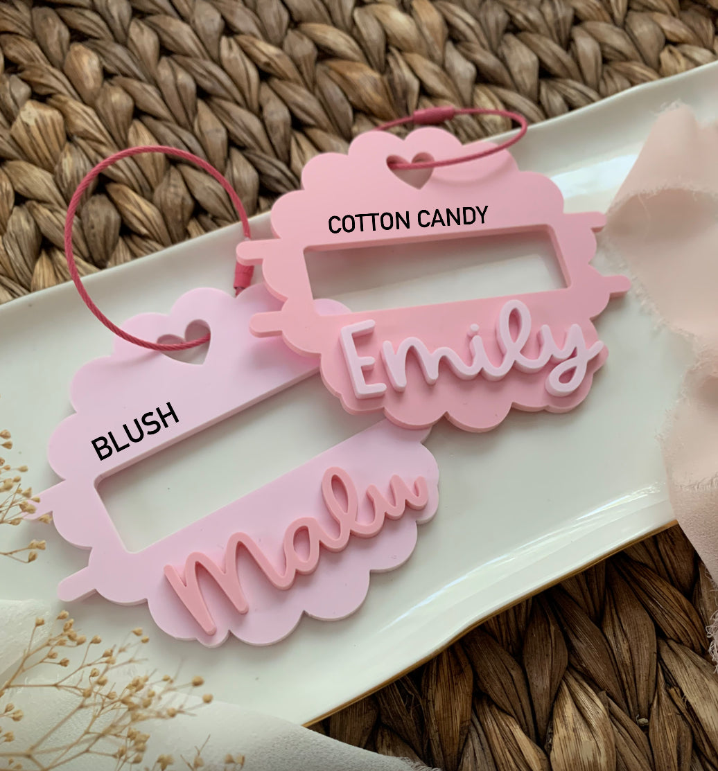 Hair tie keychain holder, personalized bag tag
