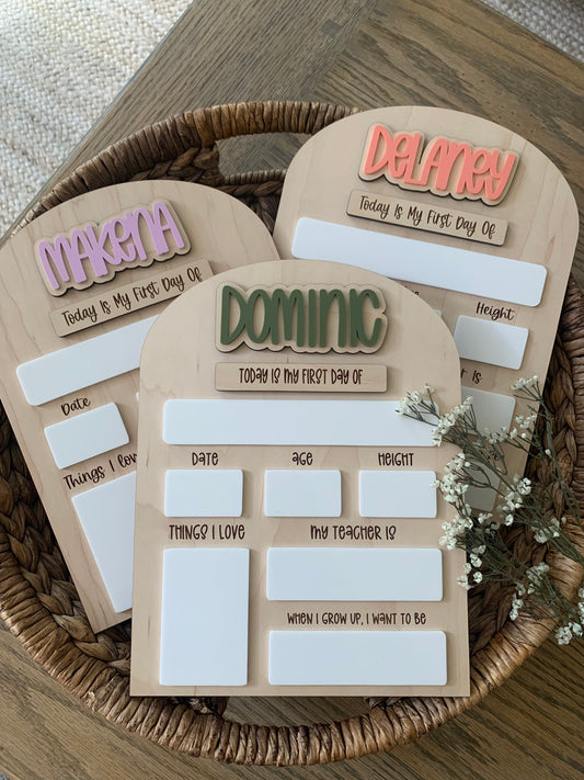 Personalized First Day of School Sign