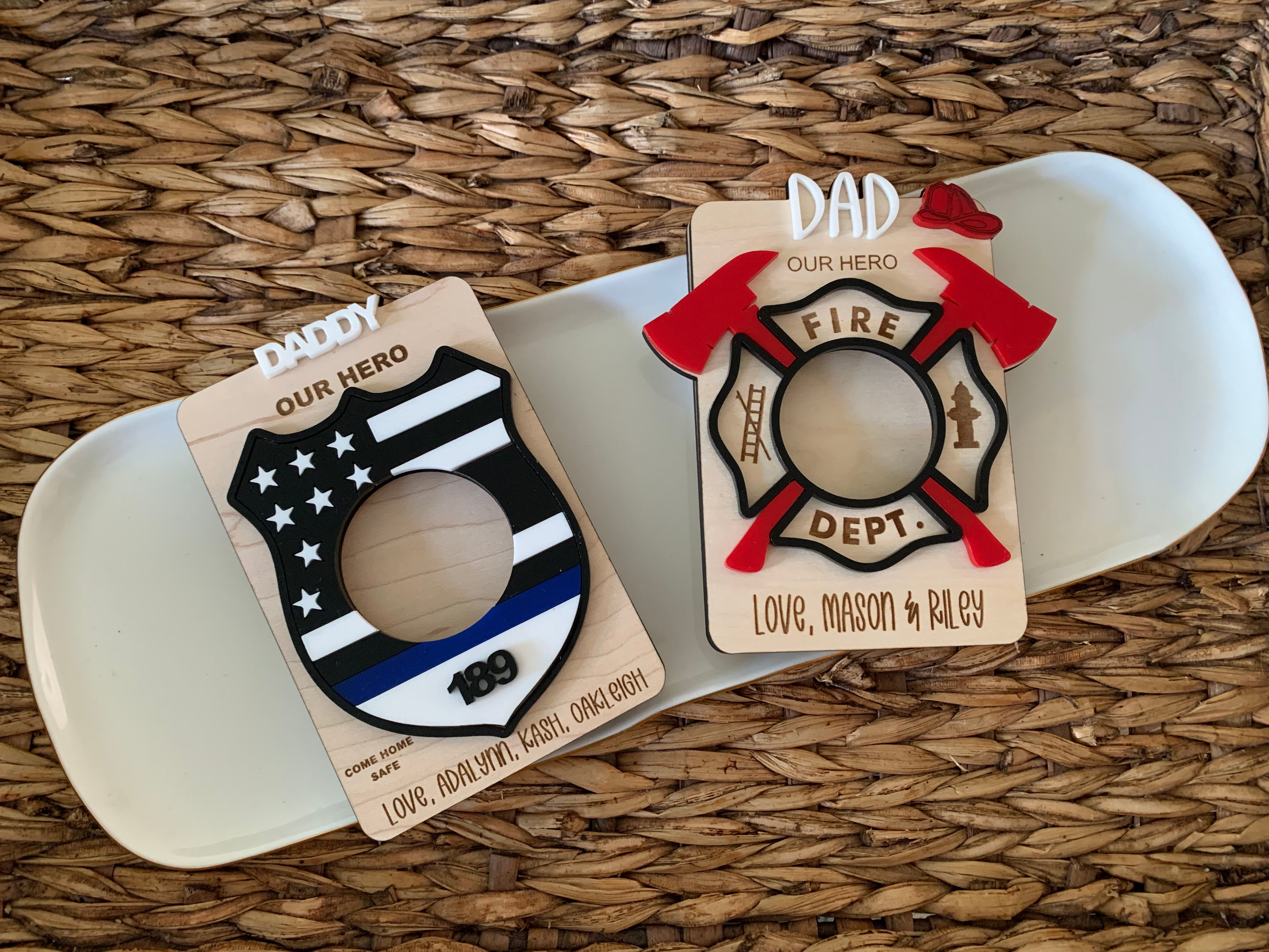 Father’s Day Firefighter/ Police Officer Photo Frame – MaSe deSigns