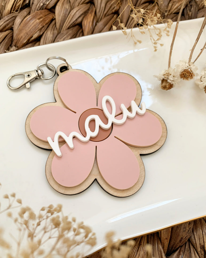 Flower Easter basket tag, daisy keychain