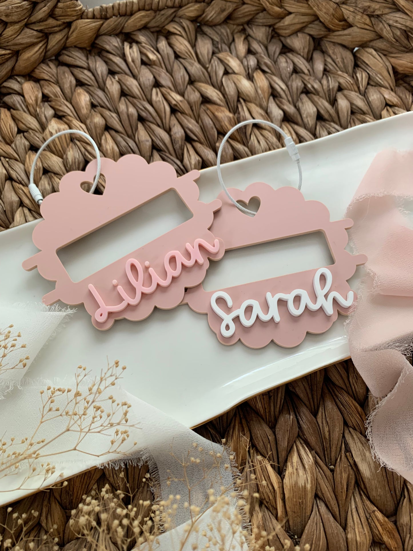 Hair tie keychain holder, personalized bag tag