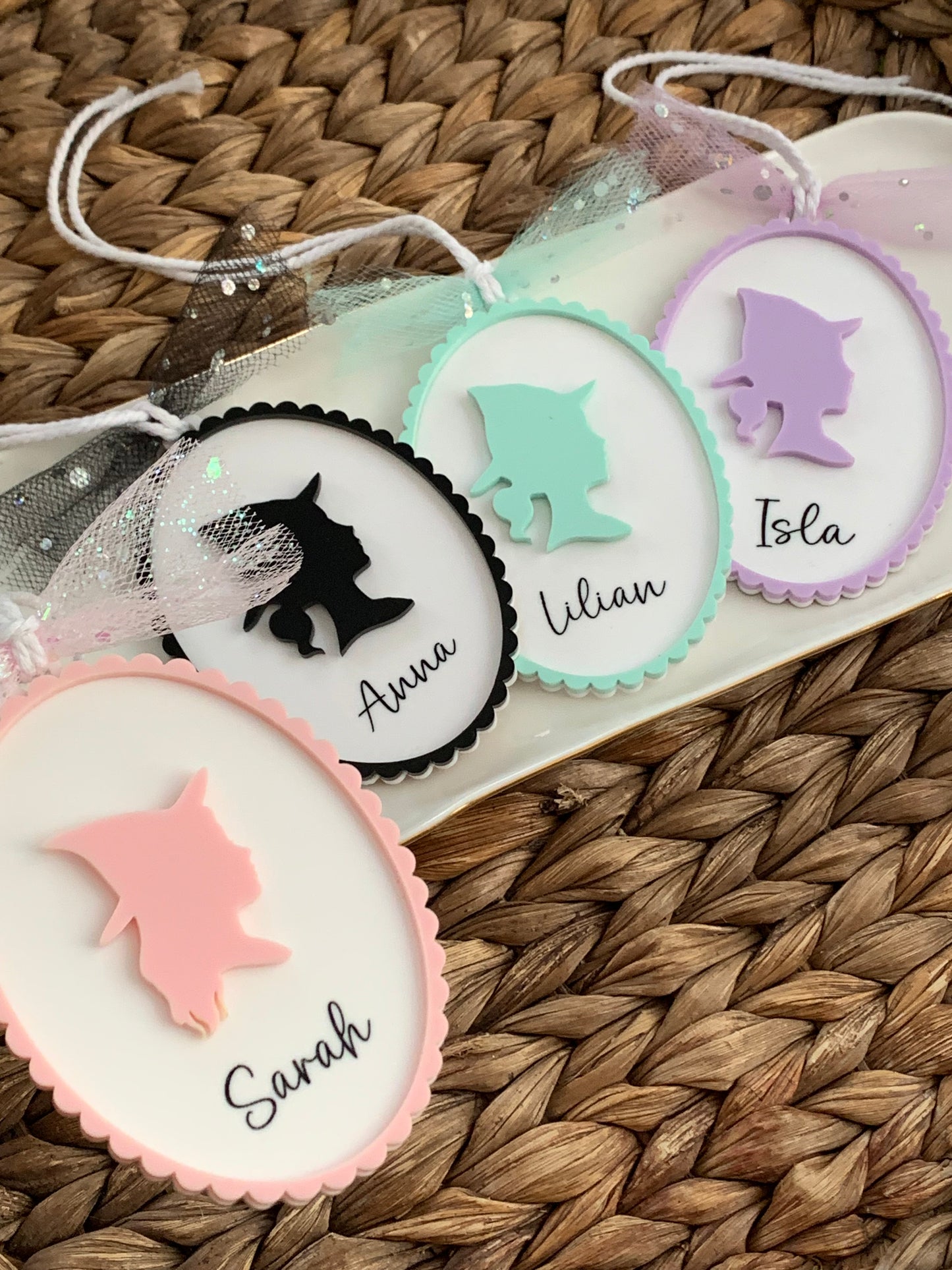 Halloween witch basket tags, personalized boo basket tags