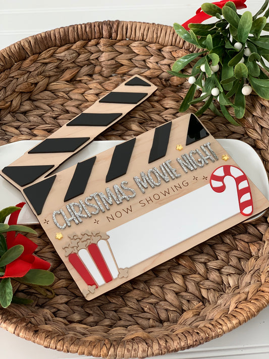 Christmas movie night dry erase board, Christmas tradition sign