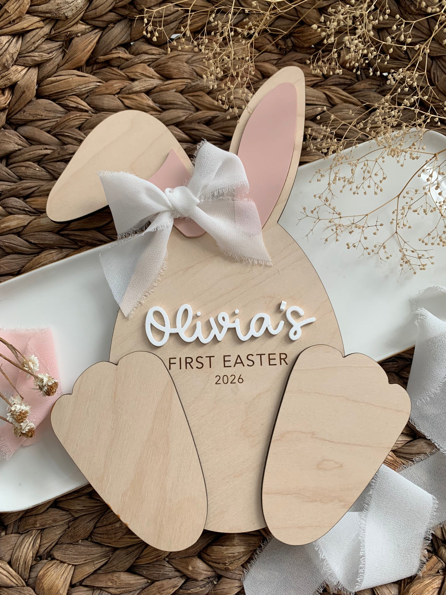 Baby’s First Easter Bunny Footprint Keepsake, Personalized Bunny footprint Paint DIY Gift