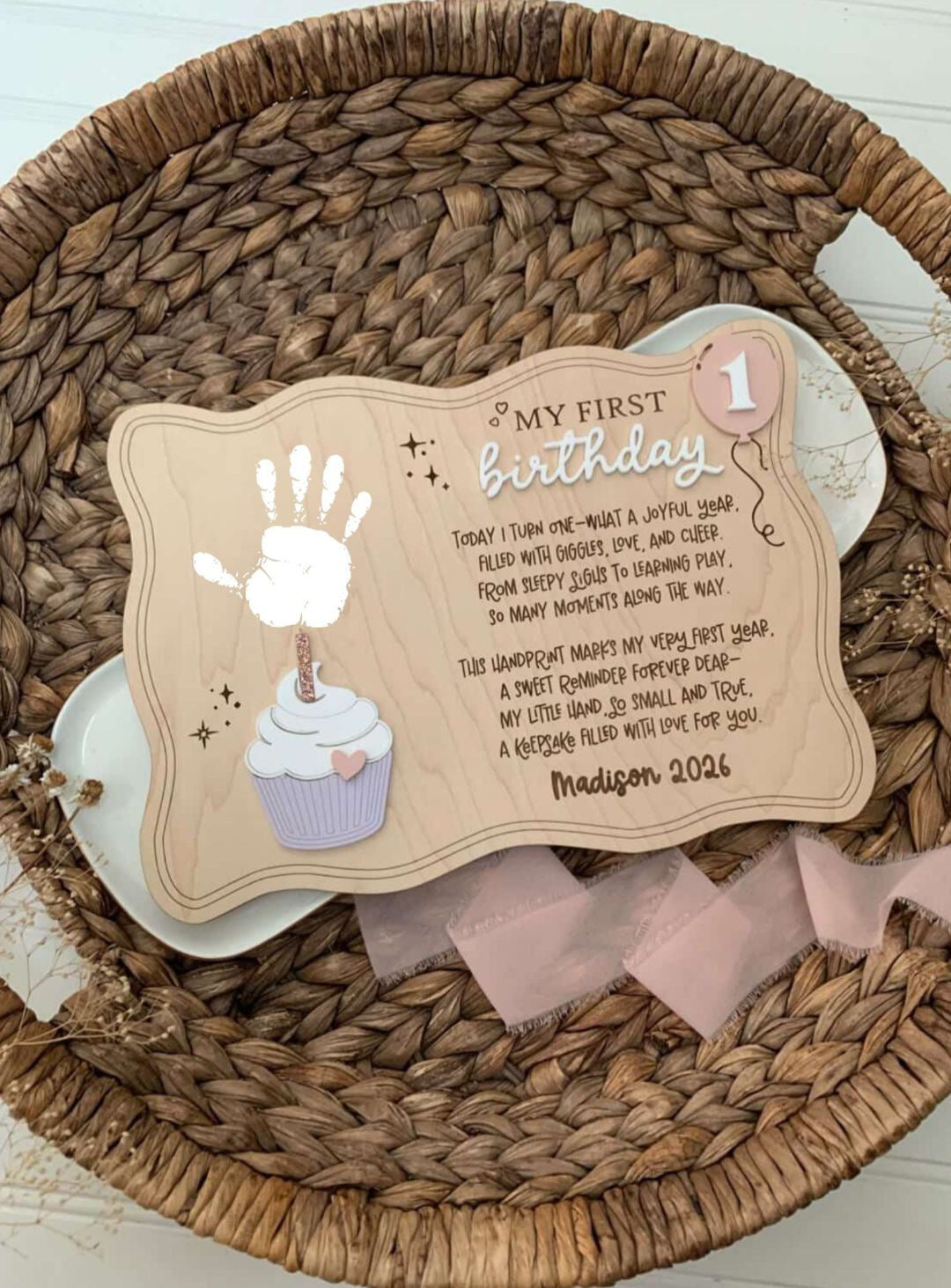 First birthday handprint keepsake
