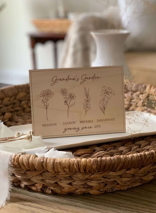 Mother’s Day flower garden sign, birth month personalized gift